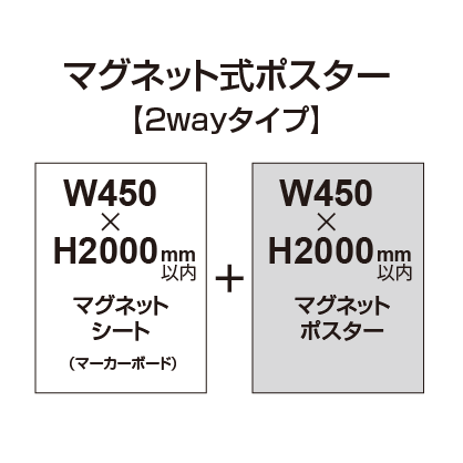 【2wayタイプ】マグネット式ポスター&マーカーボード W450～H2000mm以内