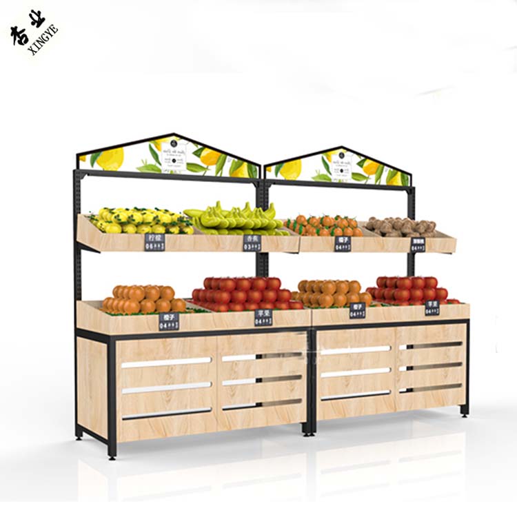 高品質木製の果物と野菜のディスプレイラックスーパーマーケットのための使用