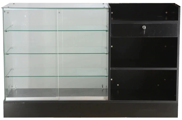 レジスタンド付きフレームレスガラス陳列ケースドア付き木製構造多機能キャッシャーカウンターガラスショーケース